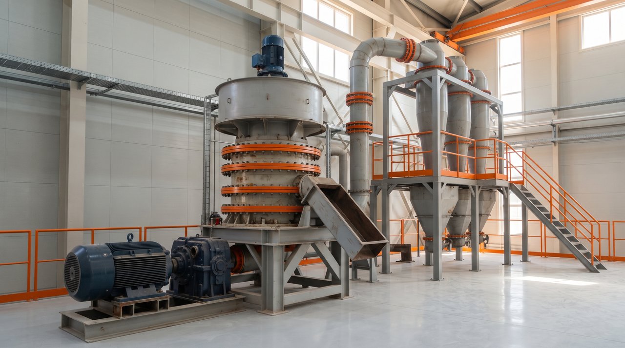 SX ultrafine mill paired with an air classifier and cyclone collectors as one powder line
